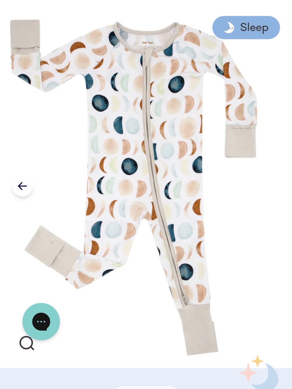 Little Sleepies Bamboo Half Moon-Print Kids One-Piece Pajamas (12-18 months)